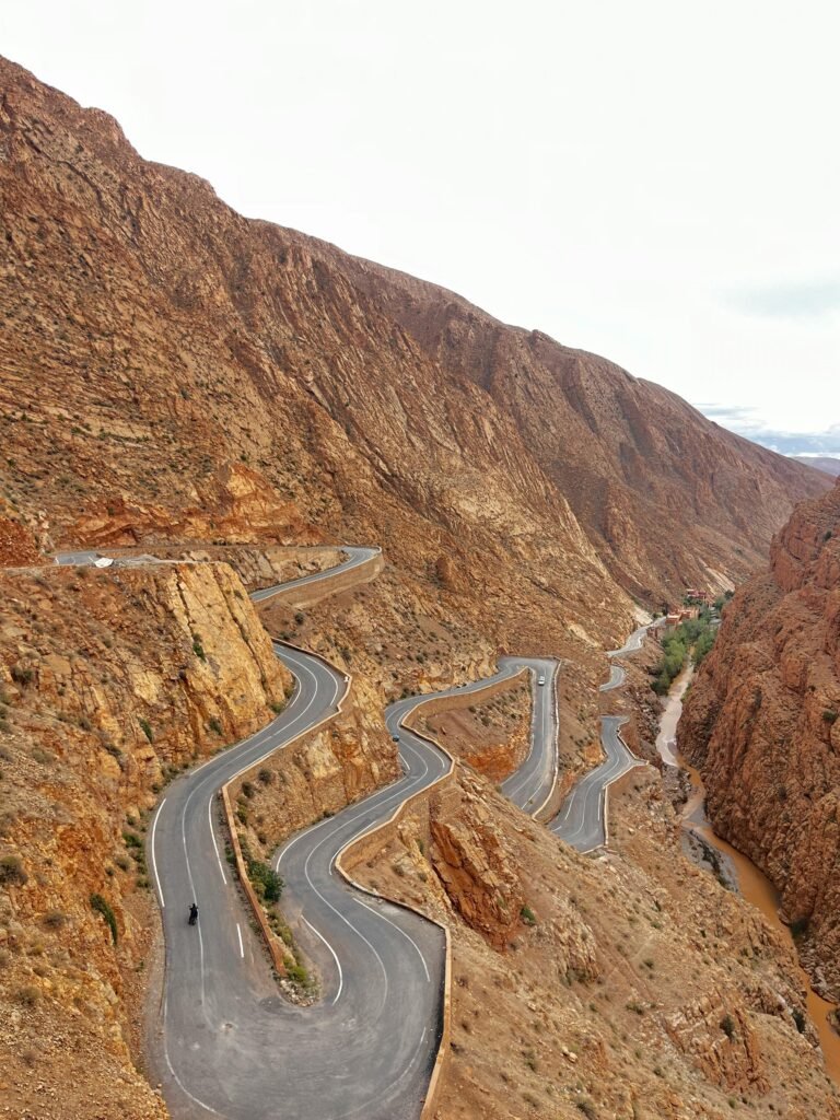 Scenic view of Dades Gorges with dramatic rock formations during a journey to Explore Fes and Atlas