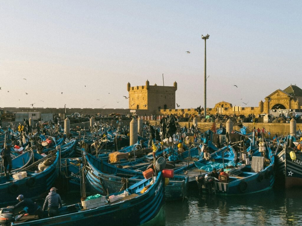 Historic ramparts of the Essaouira Citadel overlooking the Atlantic Ocean during an Essaouira day trip
