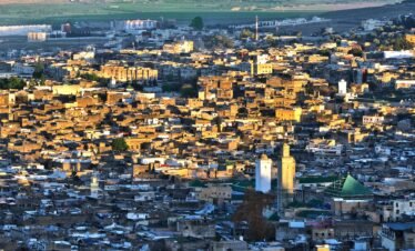 Panoramic view of the historic city of Fes with its medina rooftops and surrounding hills, perfect for those on Morocco imperial cities tours