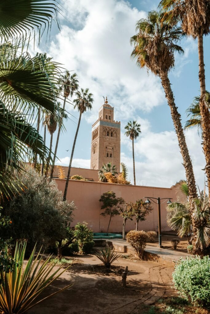 The iconic Koutoubia Mosque with its towering minaret, a highlight of Morocco imperial cities tours