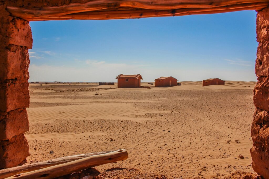 Desert camp among the golden dunes of the Sahara Desert during an adventure to Explore Fes and Atlas